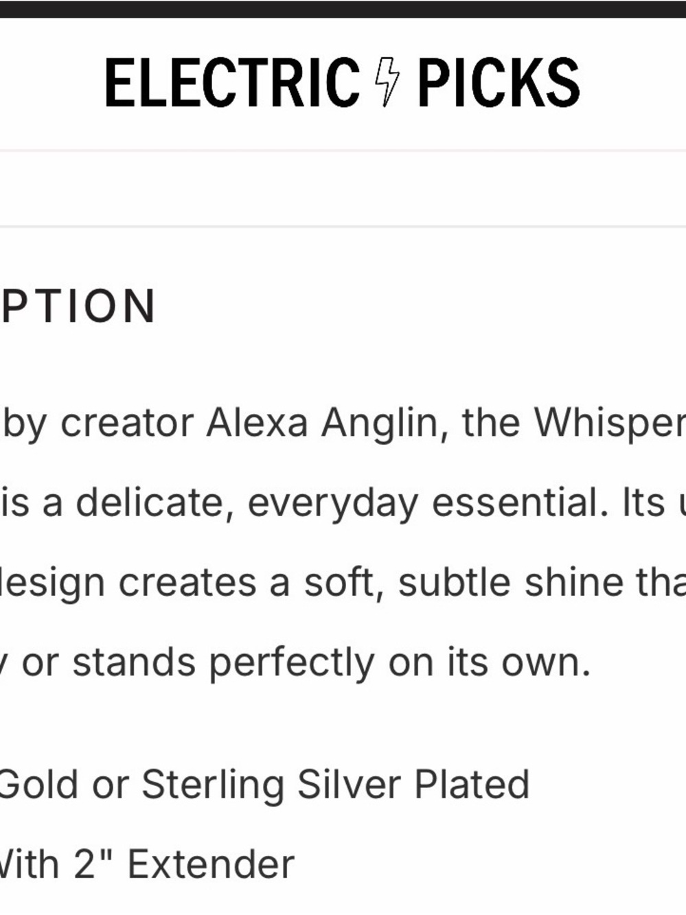 Whisper Necklace - Alexa Anglin Electric Picks Collection NWT - Picture 6 of 6